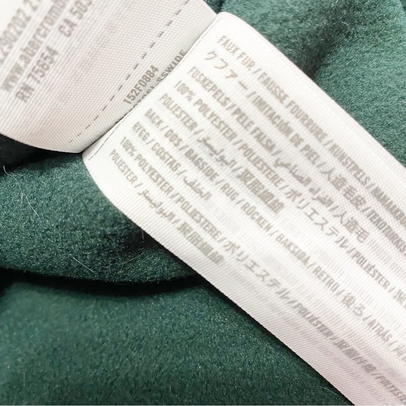 NEW Abercrombie & Fitch Jacket XS Teal Green Faux Fur Half Zipper Pullover XS - Picture 11 of 11